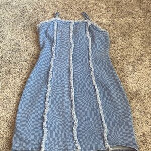 Worn once Very j size small zip up denim dress size small.
